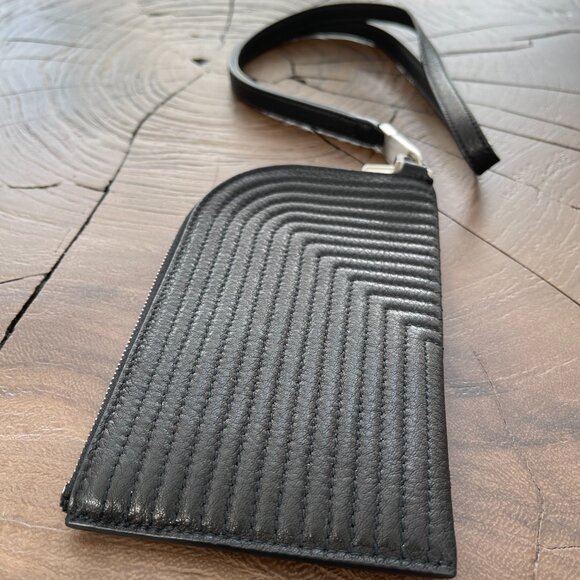 Rick Owens - Black Embroidered Quilted Neck Card Wallet SS21 Phlegethon - Picture 4 of 13
